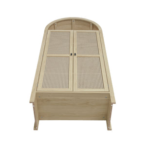 English Elm 70.28" Tall Arched Kitchen Pantry - Elegant Rattan Storage Cabinet With Adjustable Shelves & Safety Features W688P204451