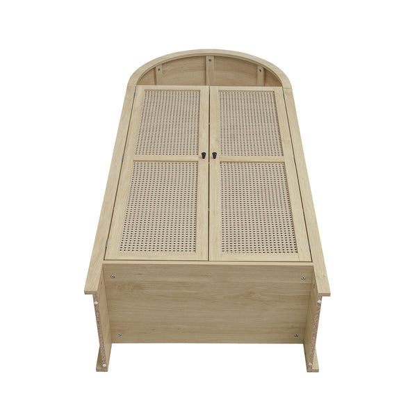 English Elm 70.28" Tall Arched Kitchen Pantry - Elegant Rattan Storage Cabinet With Adjustable Shelves & Safety Features W688P204451