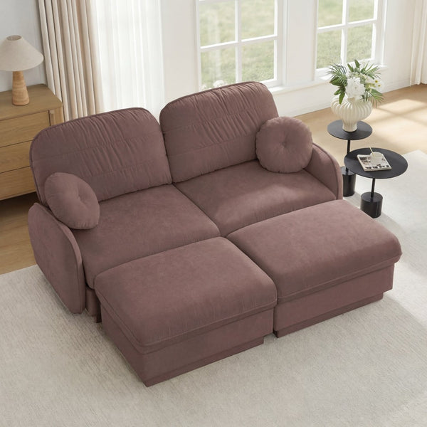 English Elm Chenille Cloud Modular U-shaped Sectional Sofa with Quilted Cushions for Living Room Rose Dust W714S01776