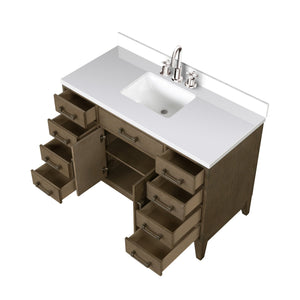 English Elm Grey Oak Single Bath Vanity With Cultured Marble Top & Faucet Set – Stylish Storage Solution! B2731P259821