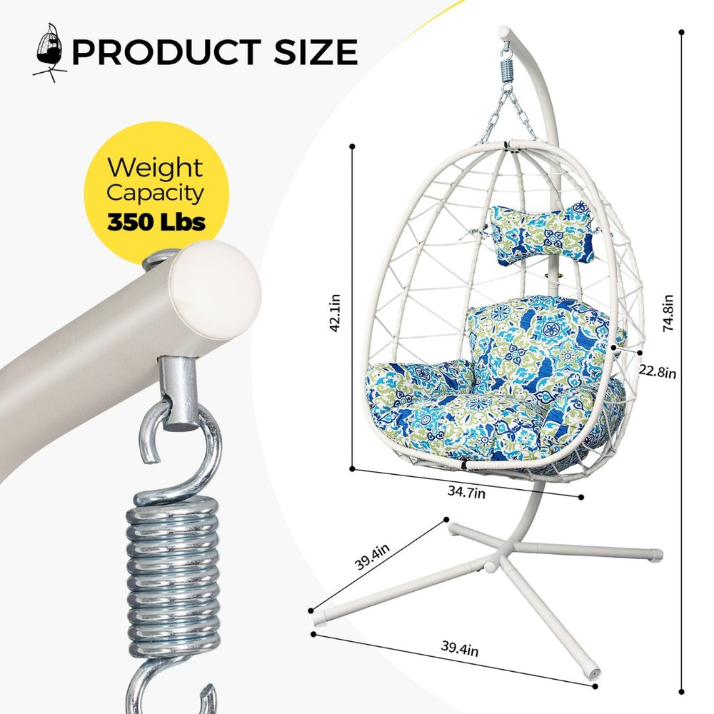 English Elm Hanging Egg Swing Chair Pe Wicker Stand Ergonomic Cradle for Patio or Bedroom T5880P497561