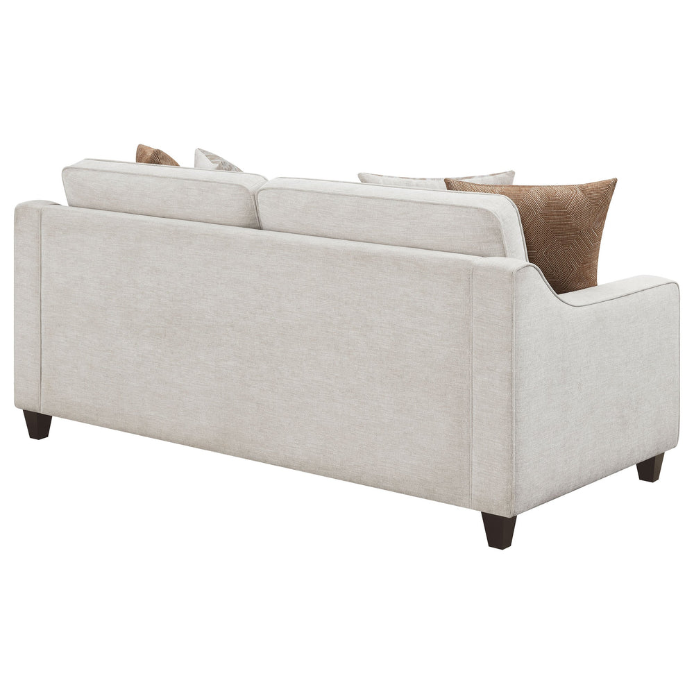 English Elm Mahaffey Christine Beige Chenille Upholstered Sofa with Sloped Track Arms, Tapered Legs, 81" L B062P357828