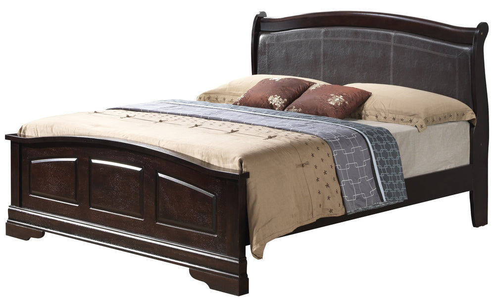 English Elm Elegant Full Bed Frame with Traditional Warm Finish, Sturdy Particleboard Construction and Supportive Design Cappuccino 82 L x 6 W x 3 H B078S00323