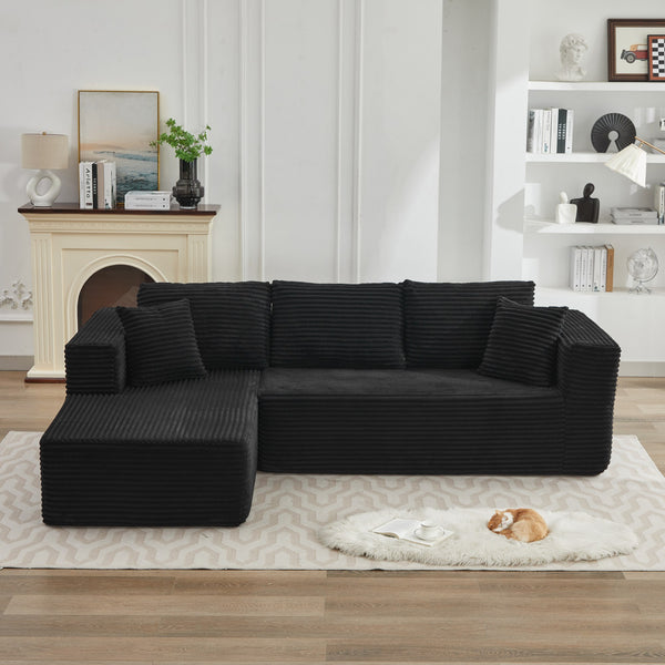 English Elm 106" Plush Corduroy Cloud Sectional Sofa with Right Chaise — Deep Seat, No Assembly, Modern Comfort W1143S00029 W1143S00029