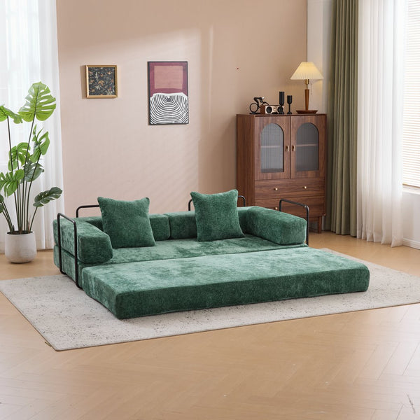 English Elm Floor Couch - Versatile Convertible Futon Sofa Bed With Pillow Back Support, Chenille Comfort & Style W3723P343693