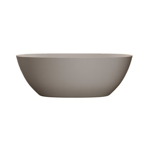English Elm 65'' Resin Stone Freestanding Soaking Tub Ergonomic Matte White Spa Bath Beige W2753P340402