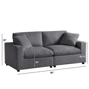 English Elm Chelsea Modular 2-Piece Sofa In Charcoal - Modern Comfort, Family & Pet-Friendly, Easy-Care Design B050S00015