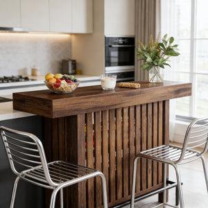 English Elm Bar Table Two Tier Industrial Metal Frame Open Shelf Home Kitchen Entertaining Stand T3971P452823