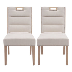 English Elm Upholstered Armless Dining Chairs Rubberwood Frame Minimalist Set of 2 for Compact Spaces Beige,Natural N768P391163N