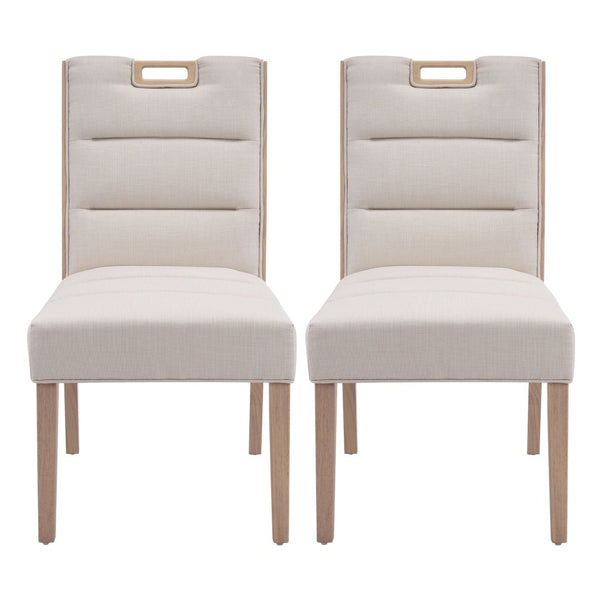 English Elm Upholstered Armless Dining Chairs Rubberwood Frame Minimalist Set of 2 for Compact Spaces Beige,Natural N768P391163N