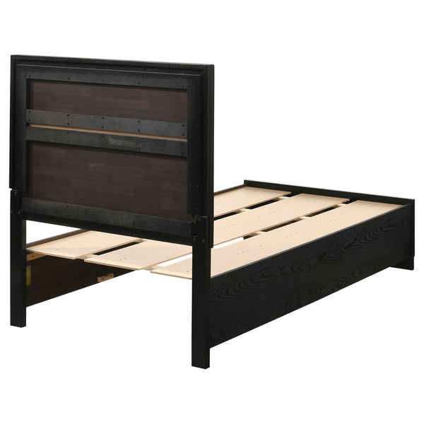 English Elm Urbana Black Twin Storage Panel Bed with Crystal Pulls & Glitter Trim, Slatted Platform, Drawers B062S00698
