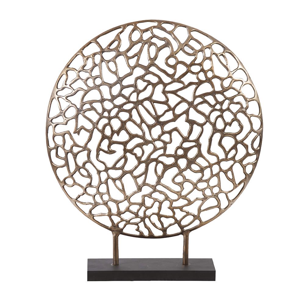 Howard Elliott Bronze Aluminum Branch Disk Sculpture - Elegant Abstract Art Piece With Black Base For Home Decor Brown Aluminum 35149-howard-elliott