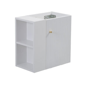 English Elm 21.6" Wall Mounted Bathroom Vanity Base White Gold Hardware Open Side Shelf W1920P446812