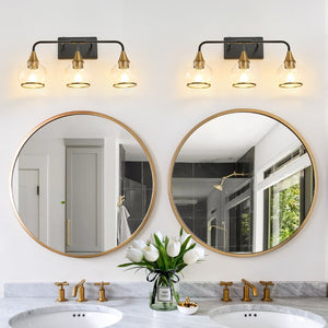 English Elm 23" Three Light Matte Black Brass Vanity Sconce with Clear Glass for Bath or Bedroom W1340P266137
