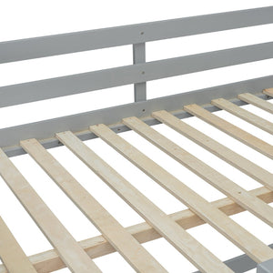 English Elm Full Over Bunk Bed Pine Frame Gray Finish Kids Guest Room Sleep Solution LT100207AAE
