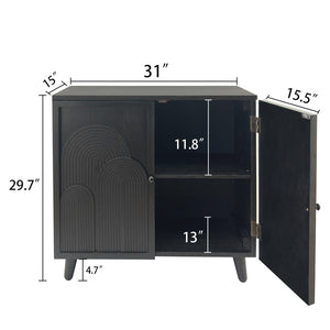 English Elm Modern Black Wood Storage Cabinet - 31In Accent Piece With Embossed Door For Stylish Organization W2729P239176