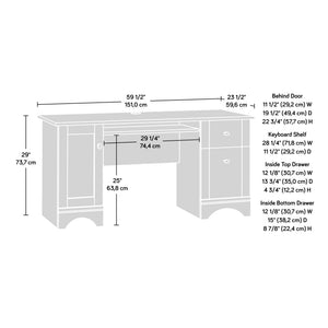 English Elm Computer Desk - Stylish Brown Finish, Ergonomic Design, Ample Storage, Perfect For Small Spaces B356P402686