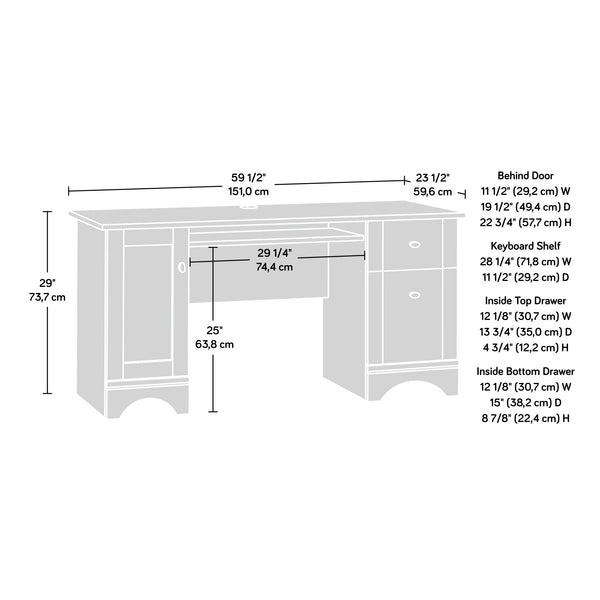 English Elm Computer Desk - Stylish Brown Finish, Ergonomic Design, Ample Storage, Perfect For Small Spaces B356P402686