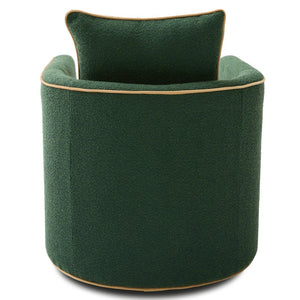 English Elm Swivel Barrel Accent Chair Boucle Upholstered with 360 Base for Living Room Corners Green N763P376127F