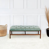 English Elm Ashcroft Furniture - Hera Bench With Buttons (Green Leather)