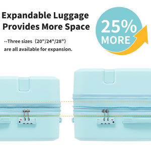English Elm 4 Piece Hard Shell Abs Luggage Set with Spinner Wheels Tsa Lock and Packing Cubes Light Blue N732P197378N