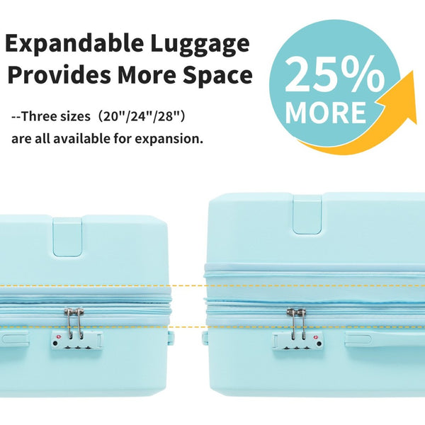 English Elm 4 Piece Hard Shell Abs Luggage Set with Spinner Wheels Tsa Lock and Packing Cubes Light Blue N732P197378N