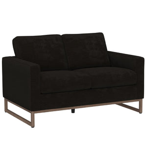 English Elm Black Mid-century Modern Loveseat with Wraparound Metal Base for Living Rooms B361P483237