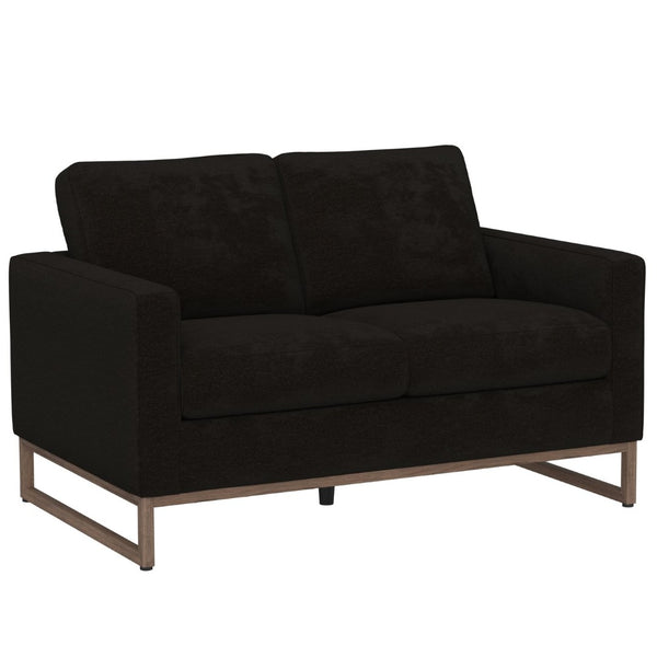 English Elm Black Mid-century Modern Loveseat with Wraparound Metal Base for Living Rooms B361P483237
