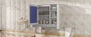 English Elm 3-in-1 Wall Mounted Medicine Cabinet with Soft Close Door Towel Bar and Vanity Mirror White N710P358618K