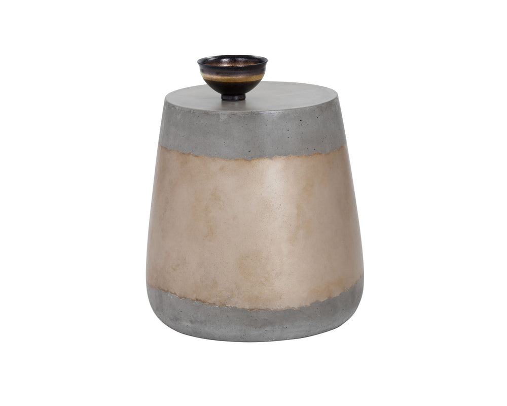 Sunpan Aries End Table - Stunning Metallic Accents with Industrial Grey Concrete for Indoor & Outdoor Use Gold