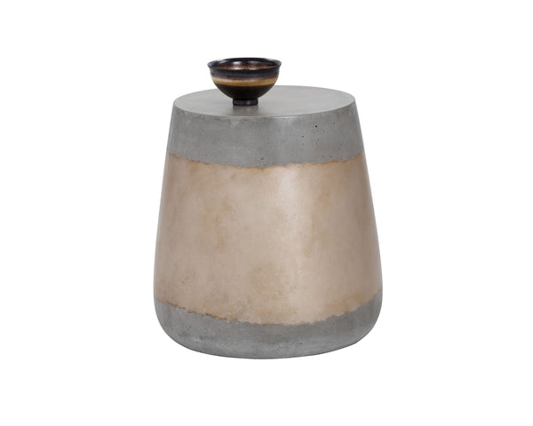 Sunpan Aries End Table - Stunning Metallic Accents with Industrial Grey Concrete for Indoor & Outdoor Use Gold