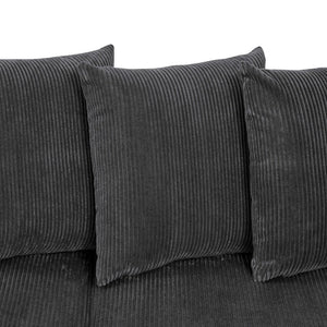 English Elm Large Corduroy Modular Sectional Sofa Sleeper with Ribbed Texture for Open Living Dark Gray B2748S00010
