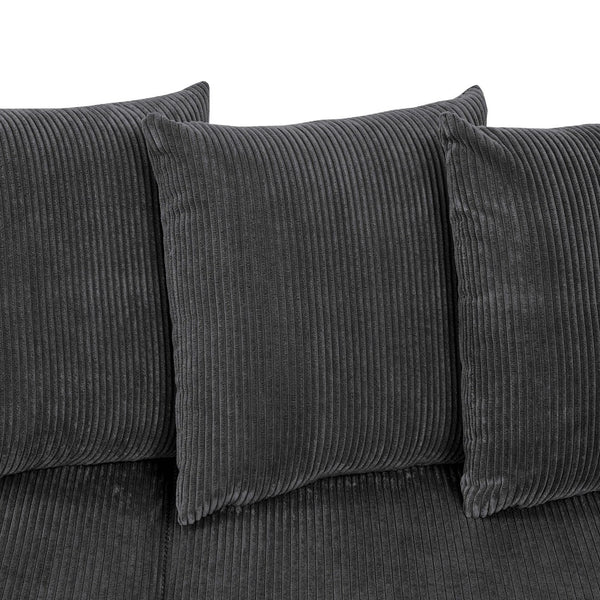English Elm Large Corduroy Modular Sectional Sofa Sleeper with Ribbed Texture for Open Living Dark Gray B2748S00010