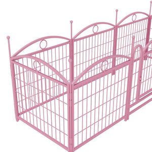 English Elm Dog Playpen 8 Panel Heavy Duty Iron Pet Enclosure Foldable Indoor Outdoor Exercise Pen Pink W368P233998
