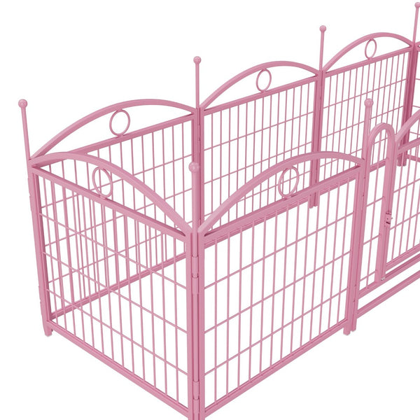 English Elm Dog Playpen 8 Panel Heavy Duty Iron Pet Enclosure Foldable Indoor Outdoor Exercise Pen Pink W368P233998