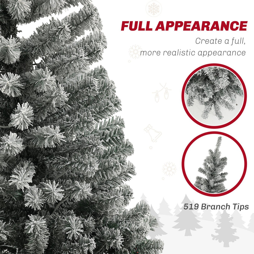 English Elm Homcom 7.5 Ft Pre-Lit Pencil Christmas Tree With 220 Dual-Color Leds & Snow-Flocked Branches For Holidays W2225P249683
