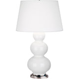 Robert Abbey Lily Triple Gourd Table Lamp Lily Glazed Ceramic with Antique Silver Finished Accents Pearl Dupioni Fabric Shade