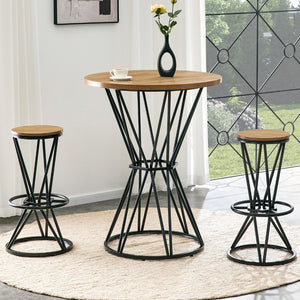 English Elm Single Package Industrial Bar Set Round Mdf Top with Metal Frame Seats 2 for Kitchen Black,Wood W1151P434793