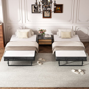 English Elm Portable Rollaway Guest Bed with Memory Foam Mattress Steel Frame and Storage Wheels T3210P471560