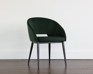 Sunpan Thatcher Dining Armchair – Stylish Compact Design with Faux Leather Upholstery and Steel Frame Black / Deep Green Sky