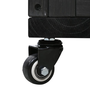 English Elm TOPMAX Mini Cold Frame Greenhouse with Fir Wood, Polycarbonate Doors, Raised Bed & Removable Wheels Black N717P229026B