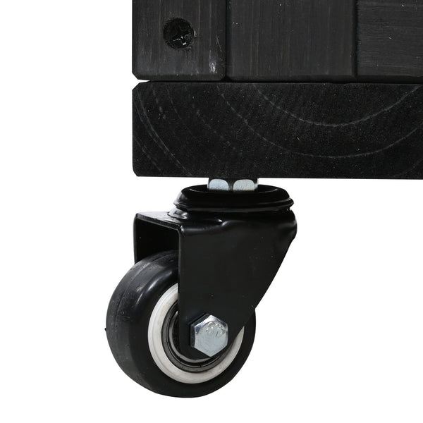 English Elm TOPMAX Mini Cold Frame Greenhouse with Fir Wood, Polycarbonate Doors, Raised Bed & Removable Wheels Black N717P229026B