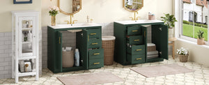 English Elm 72'' Elegant Bathroom Vanity With Ceramic Sink, Soft-Close Drawers & Solid Wood Storage Cabinet Set N710SS00013F