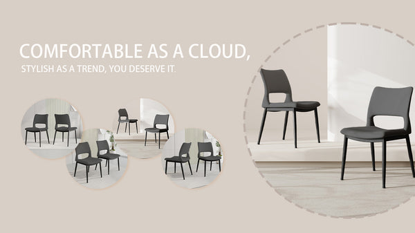 English Elm Modern Minimalist Grey Pu Leather Dining Chairs Set Of 2 – Stylish, Ergonomic, Durable For Any Space W1727P251123