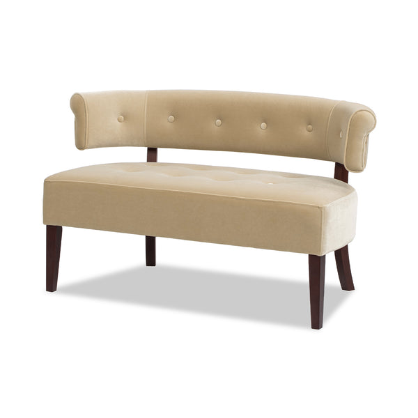 English Elm Jennifer Taylor Home - Jared Mid-Century Tufted Bench Settee in Performance Velvet — Kiln-Dried Frame, Plush Supportive Seating Brown B2719P355287