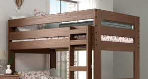 English Elm Mahogany Rustic Twin-Over-Twin Bunk Bed in Brazilian Pine, Space-Saving Durable Design, Footboard Ladder, 78"W x 48"D x 62"H B2741S00273