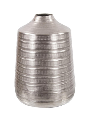 Howard Elliott Chiseled Modern Aluminum Vase With Industrial Texture For Contemporary Home Decor And Styling Silver Aluminum 35208-howard-elliott