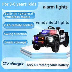 English Elm Kids 12v Police Patrol Ride on Car with Dual Motors Remote Control and Shock Absorption W1760P426785