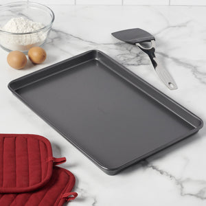 Lenox Bliss Carbon Steel Bakeware with Silicone Nonstick Coating for Even Browning and Baking 10x15 Cookie Sheet 35217L21