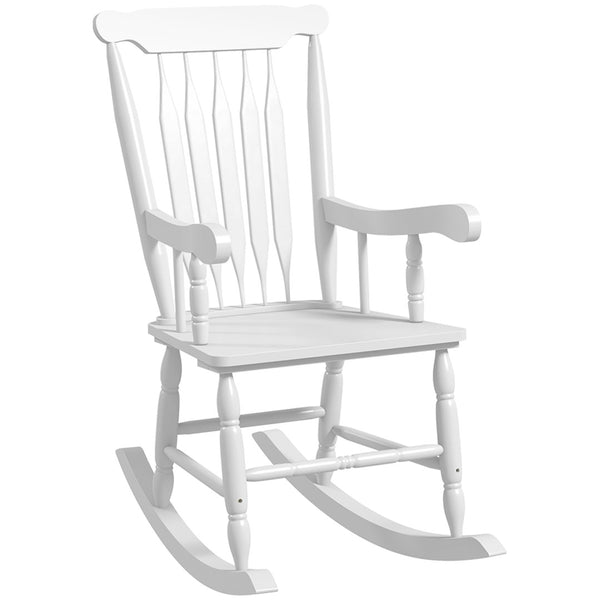 English Elm Outsunny Outdoor Wood Rocking Chair - 350 Lbs Capacity, High Back Comfort For Patio, Garden, Balcony W2225P174349-GIGA